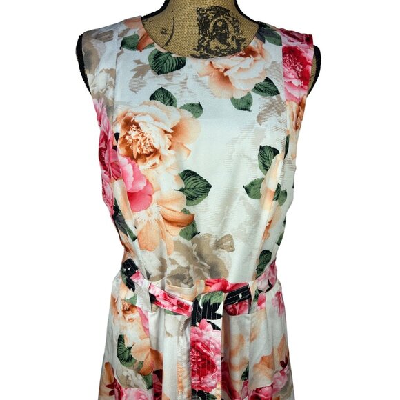 Calvin Klein Dress Sz 12 White & Pink Floral Asymmetric Hem Easter Fairy Cottage - Picture 2 of 10